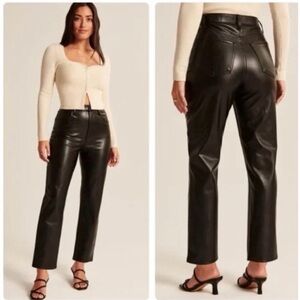 Abercrombie & Fitch the ankle straight ultra high rise vegan leather pants